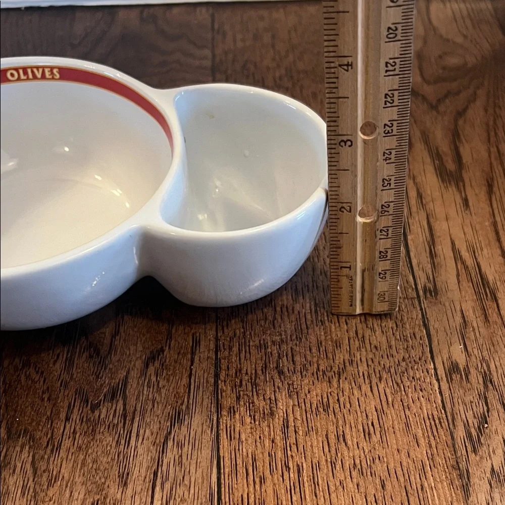 Pottery Barn White and Red Olive Dish